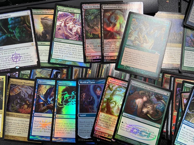 Magic: The Gathering cards on display in the store